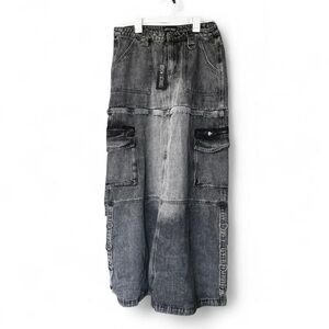 Dolls Kill Current Mood Popularity Explained 2-Way Denim Maxi Skirt NWT Large